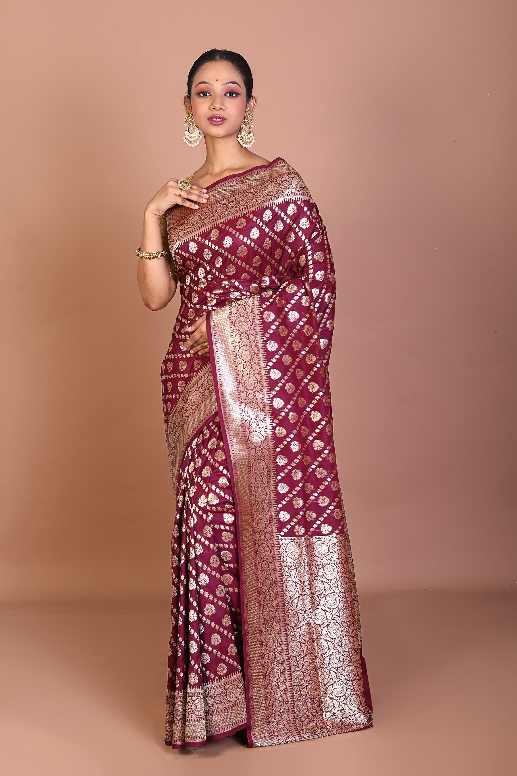 Wine Blended Uppada Silk Saree - Keya Seth Exclusive