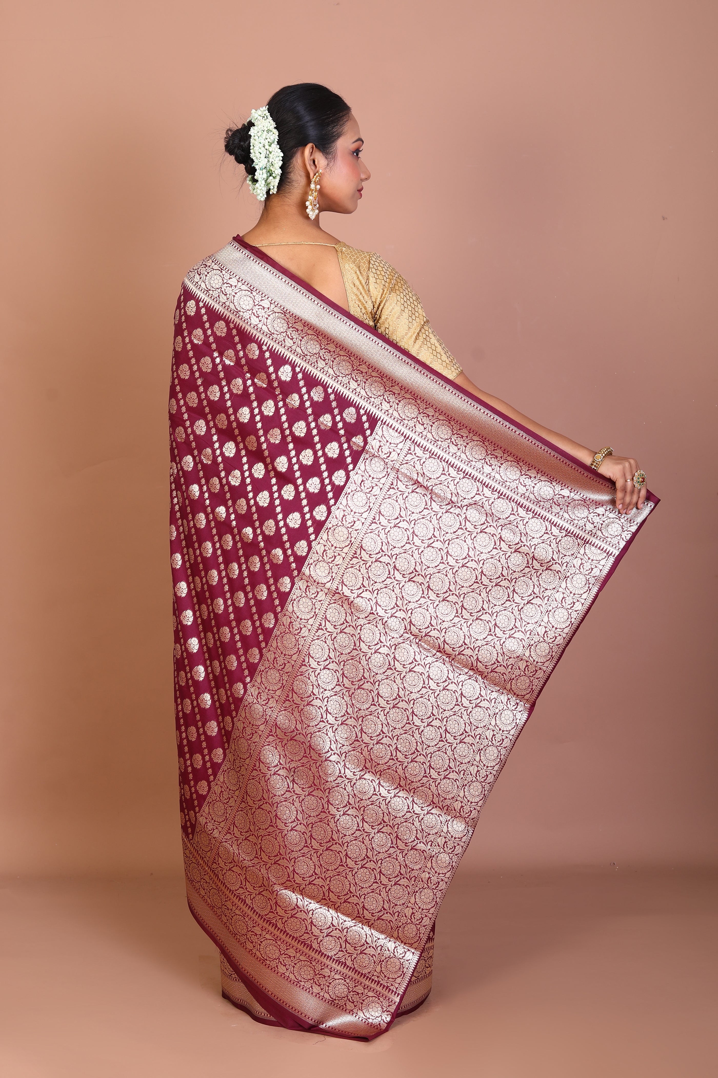 Wine Blended Uppada Silk Saree - Keya Seth Exclusive