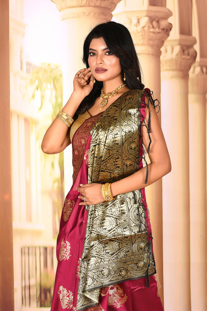 Magenta Semi Silk Saree - Keya Seth Exclusive