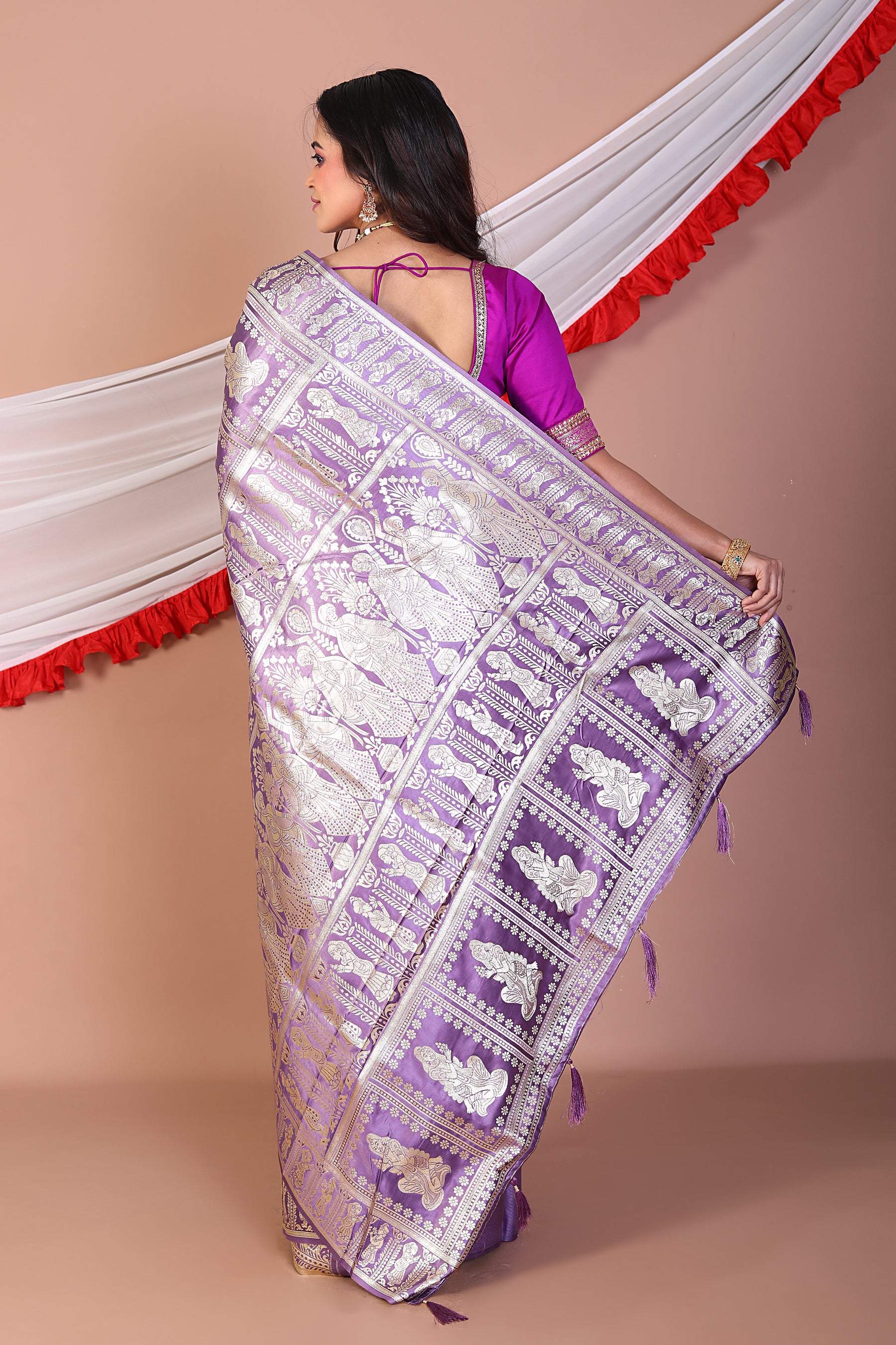 Lavender Blended Satin Silk Saree - Keya Seth Exclusive