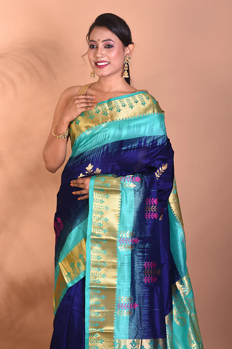Beautiful Deep Blue Kanjivaram Saree - Keya Seth Exclusive
