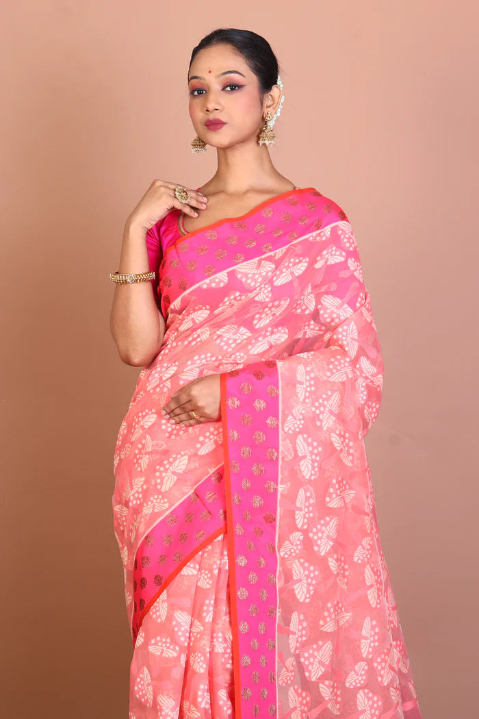 Pink Blended Organza Saree - Keya Seth Exclusive