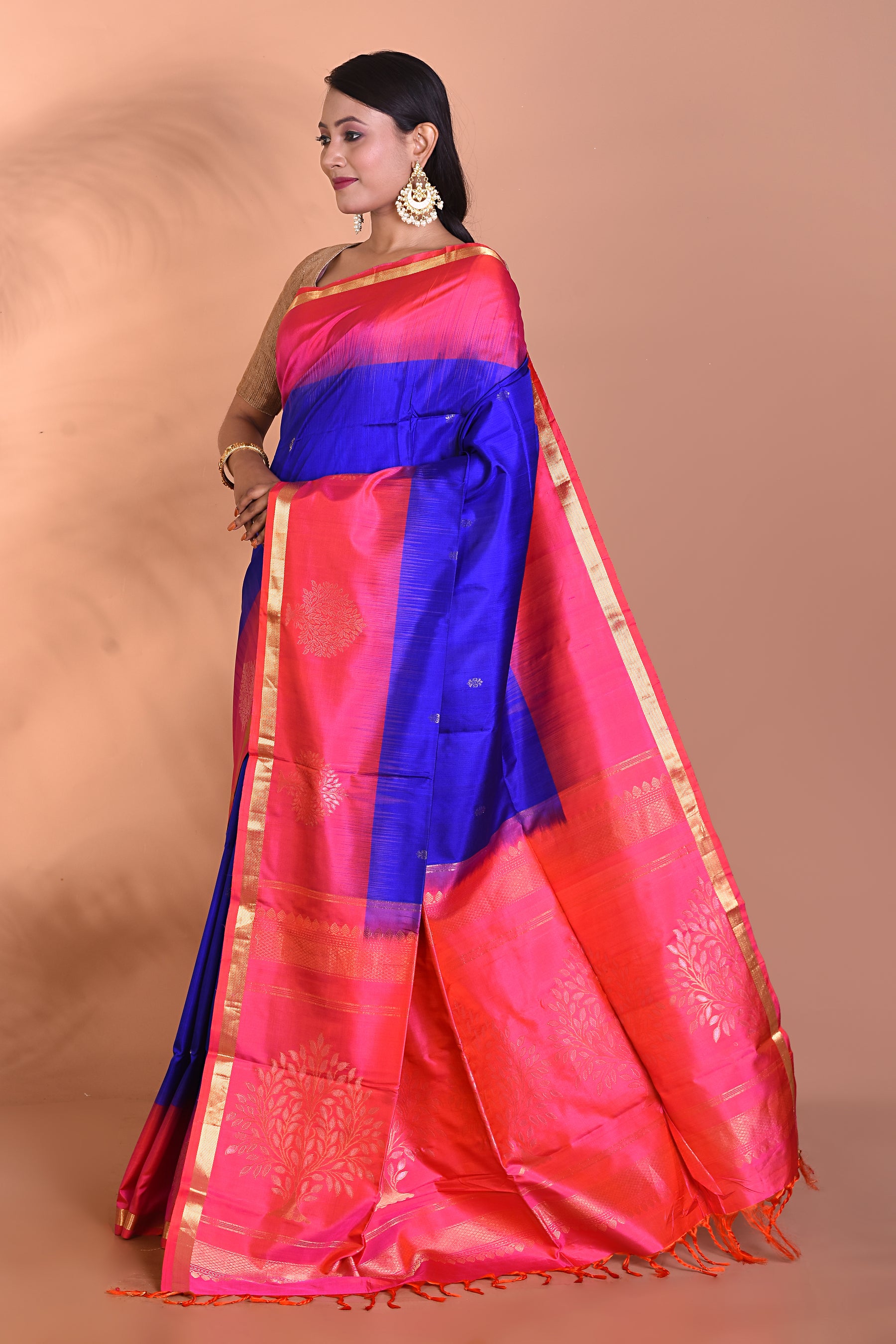 Pure Blue Katan Silk Saree - Keya Seth Exclusive