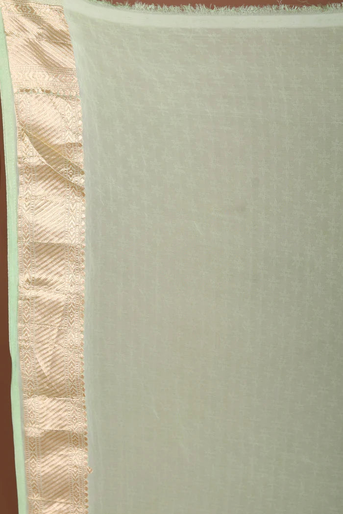Light Green Blended Khaddi Saree - Keya Seth Exclusive