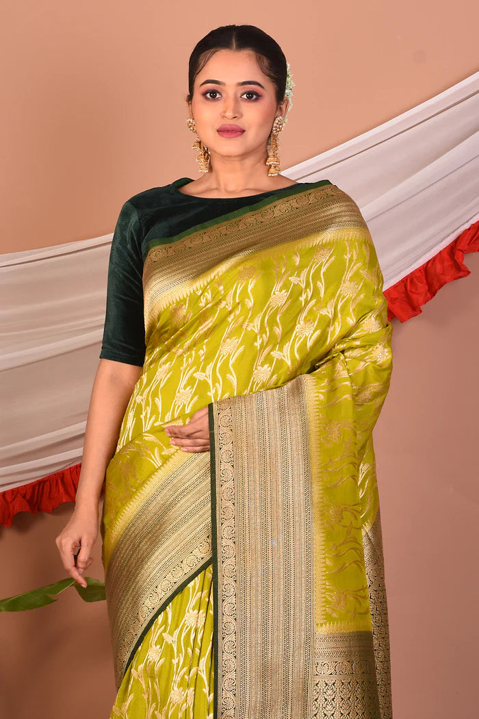 Green Blended Khaddi Saree - Keya Seth Exclusive