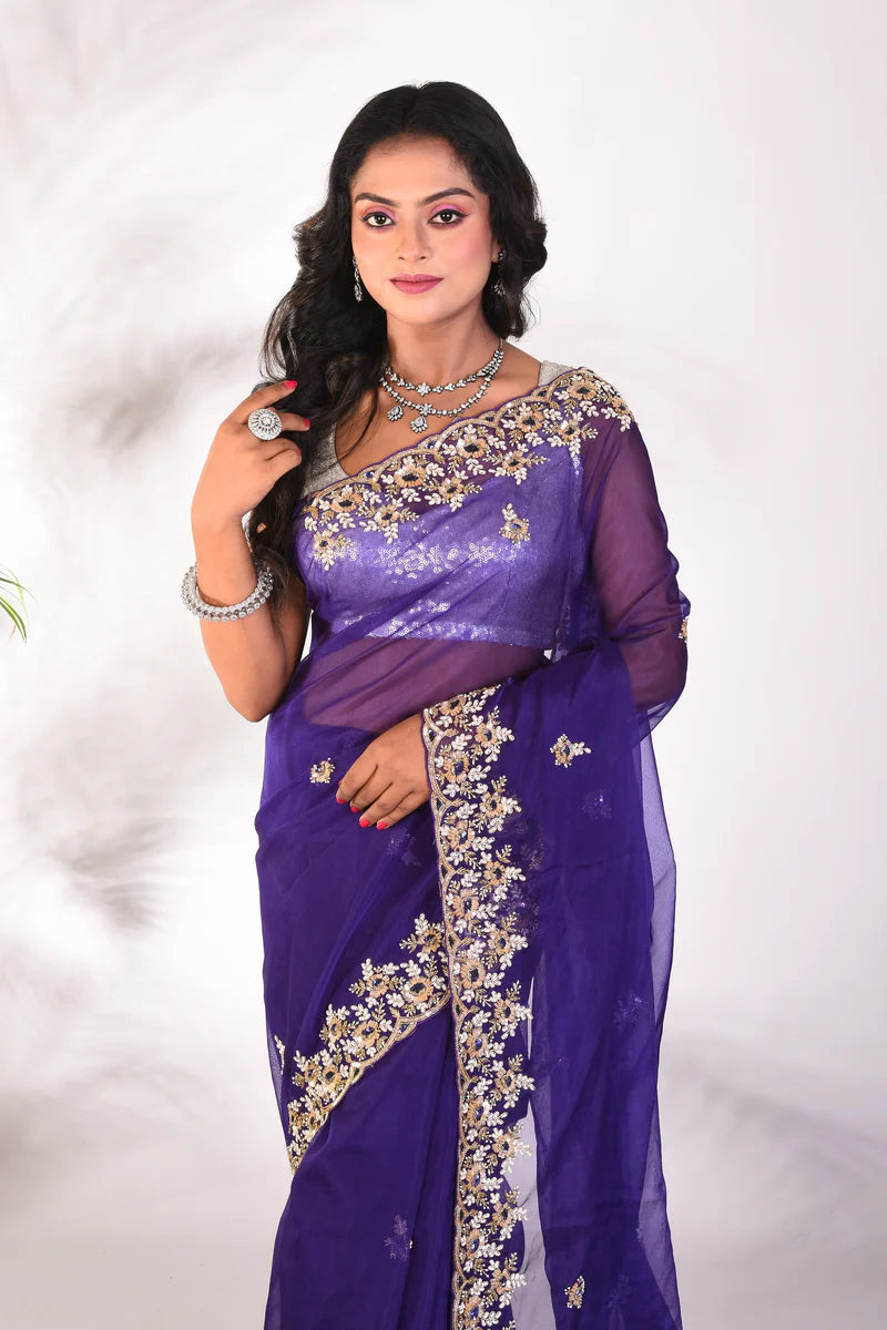 Fancy Purple Jimmy Choo Saree - Keya Seth Exclusive