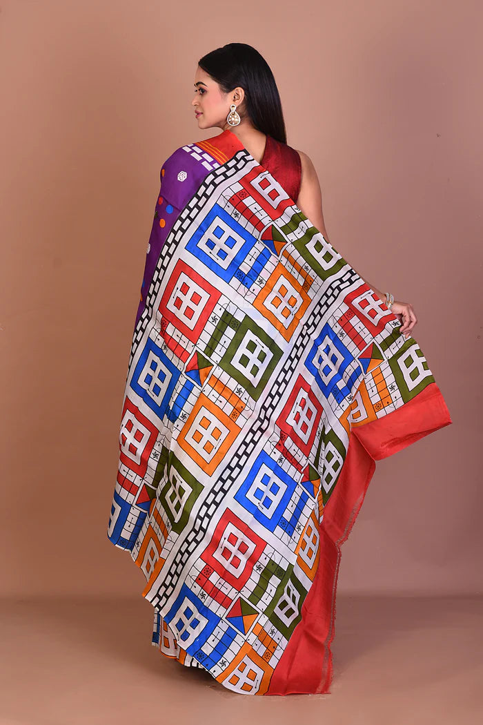 Purple Printed Silk Saree - Keya Seth Exclusive