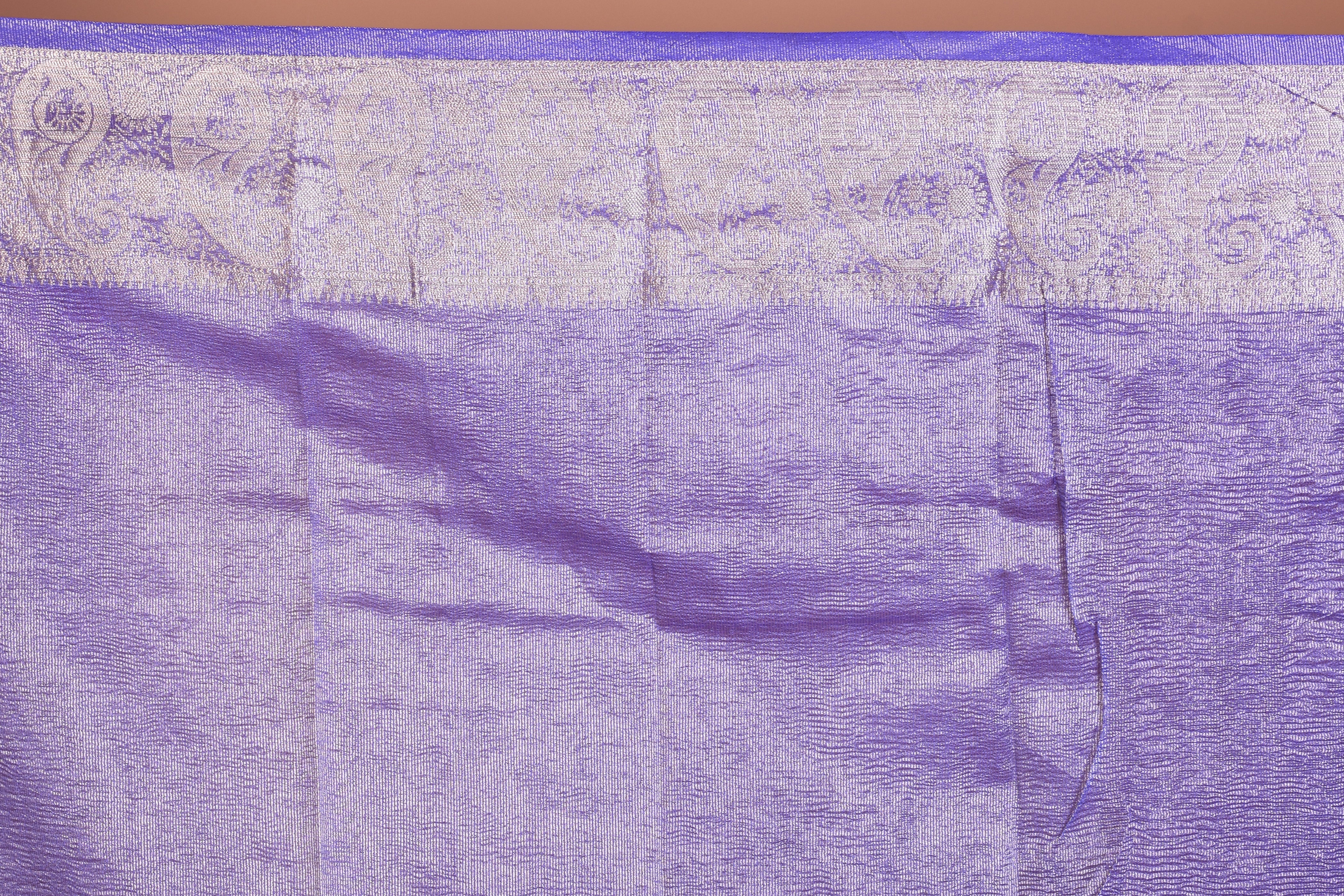 Blue and Golden Fancy Blended Tissue Saree with Blouse Piece - Keya Seth Exclusive