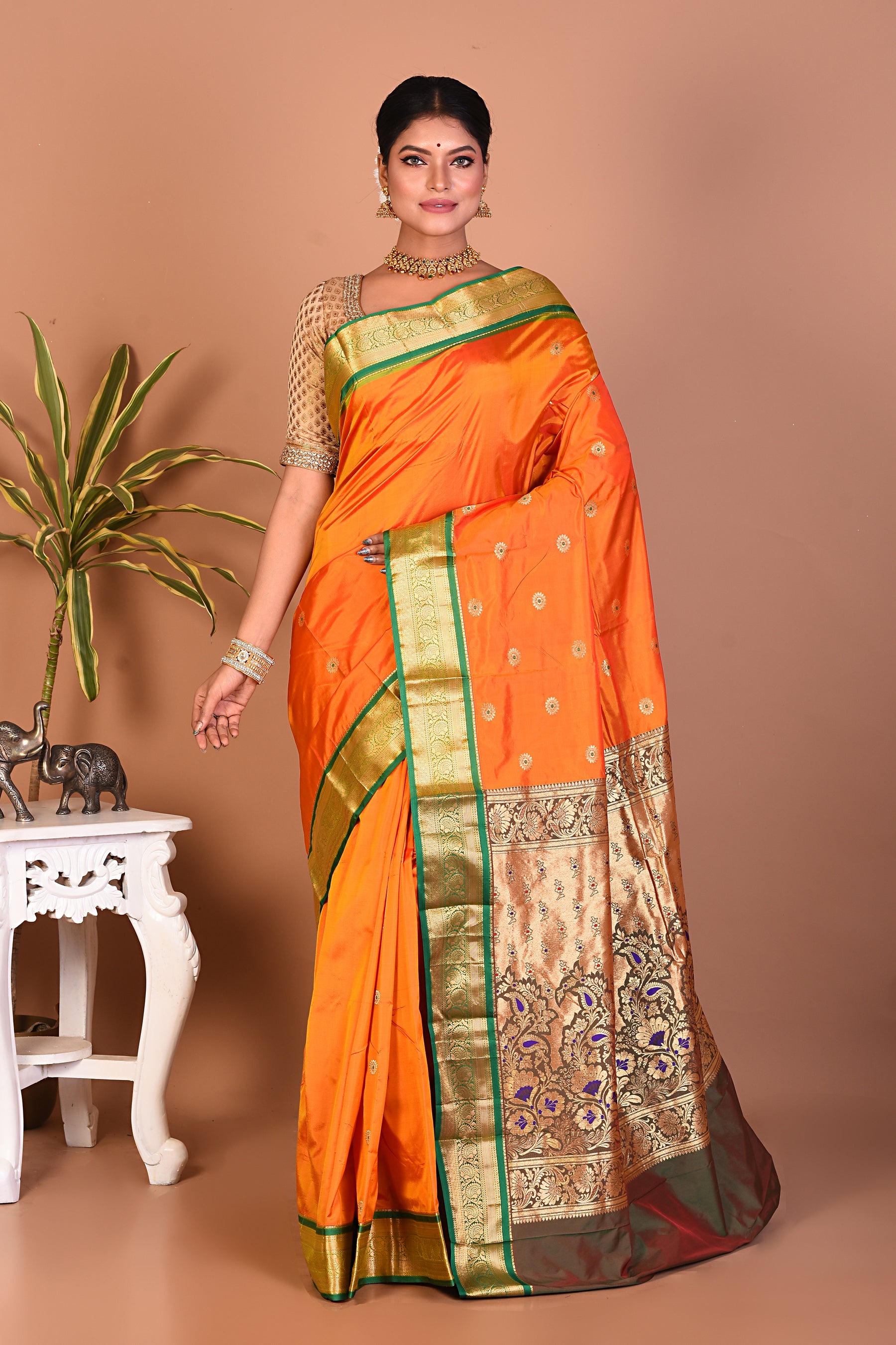 Mustard Pure Kanjivaram Saree - Keya Seth Exclusive