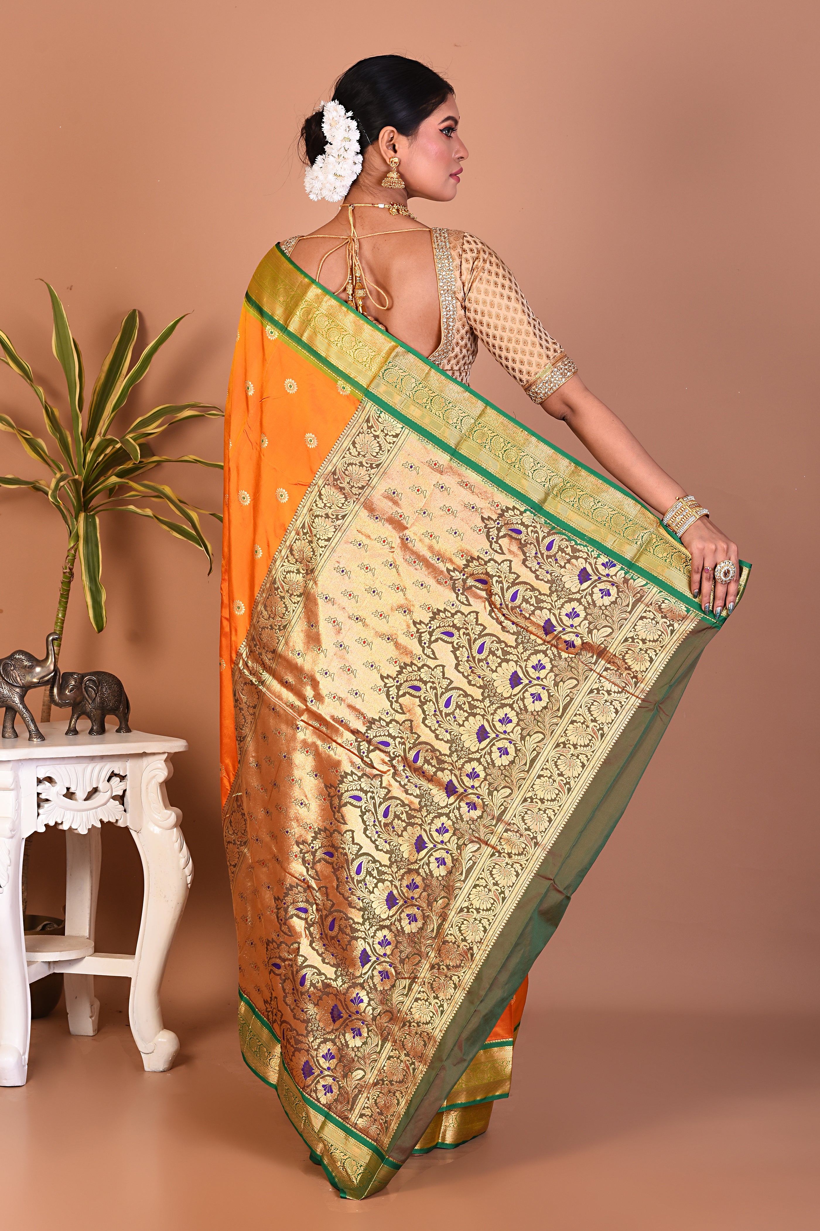 Mustard Pure Kanjivaram Saree - Keya Seth Exclusive