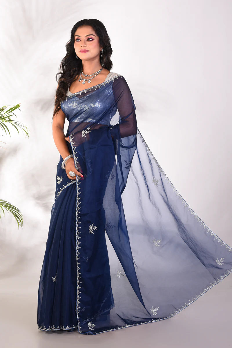 Fancy Navy Blue Jimmy Choo Saree - Keya Seth Exclusive