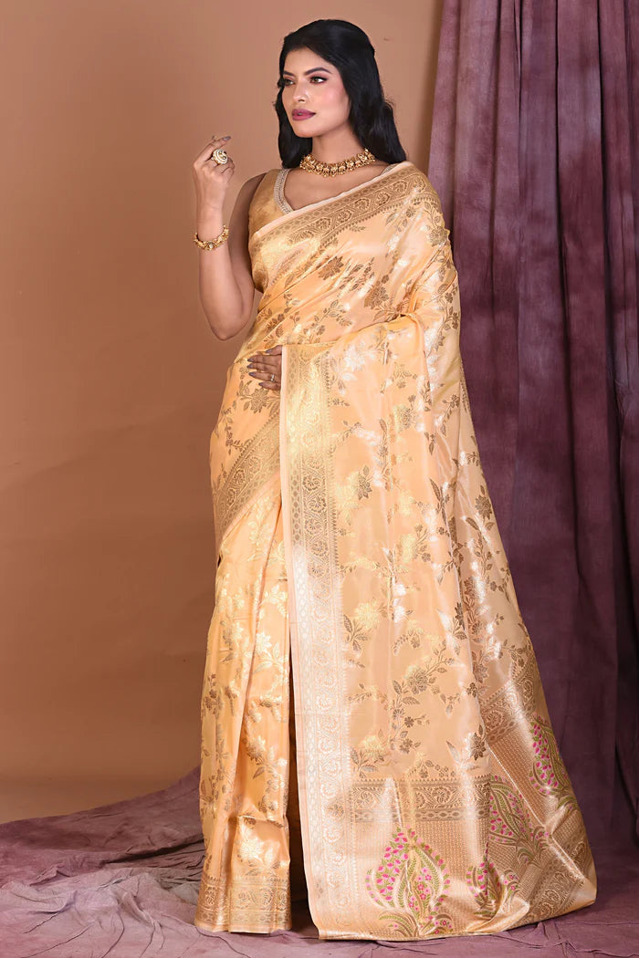 Beige Blended Silk Saree with Zari Work - Keya Seth Exclusive