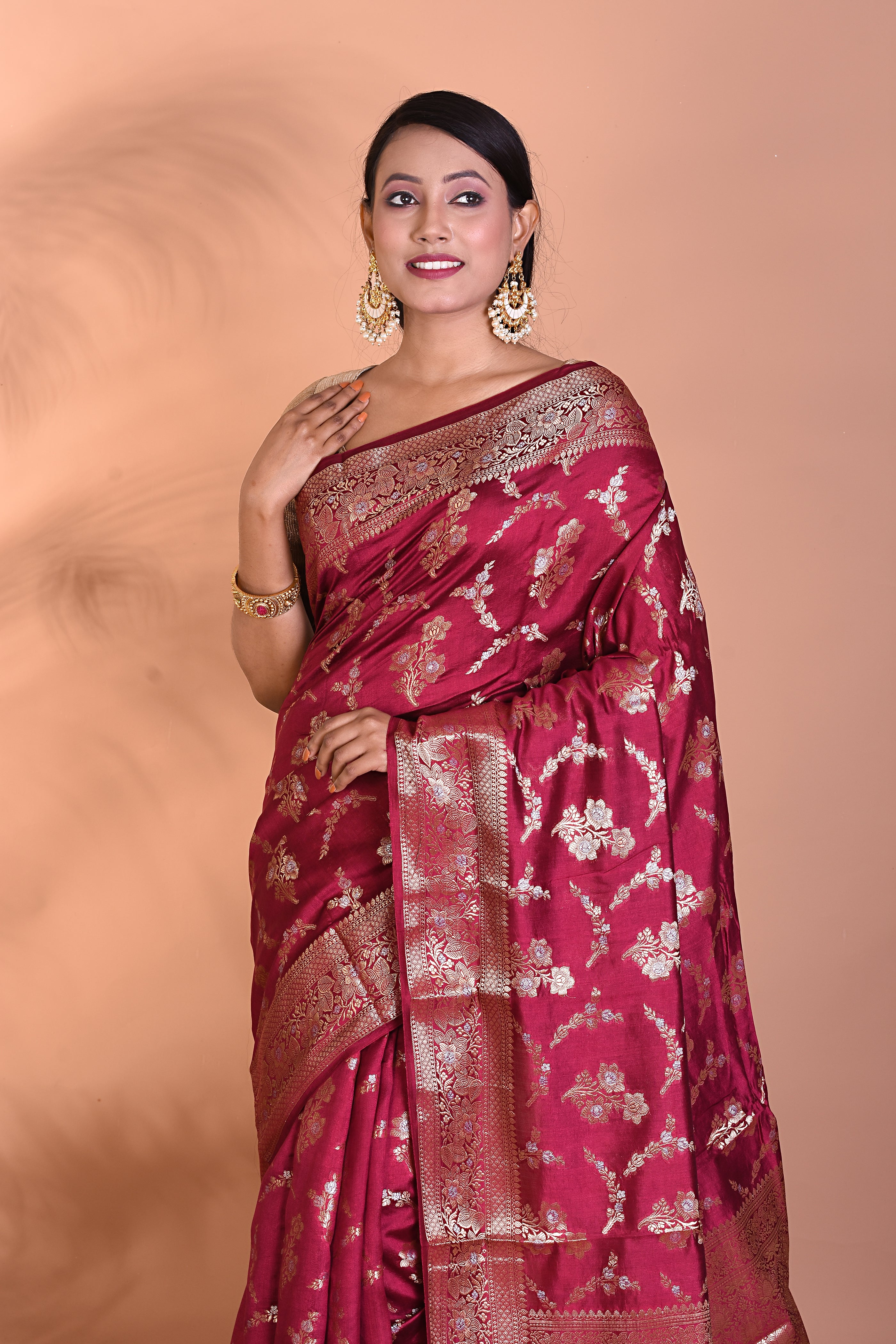 Pure Wine Chiniya Silk Saree - Keya Seth Exclusive