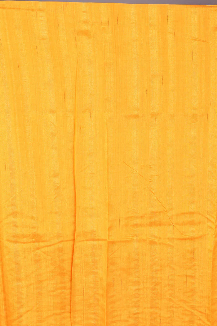Yellow Blended Silk Saree with Threadwork - Keya Seth Exclusive