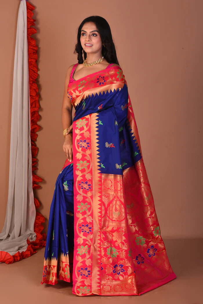 Blue Blended Paithani Silk Saree - Keya Seth Exclusive