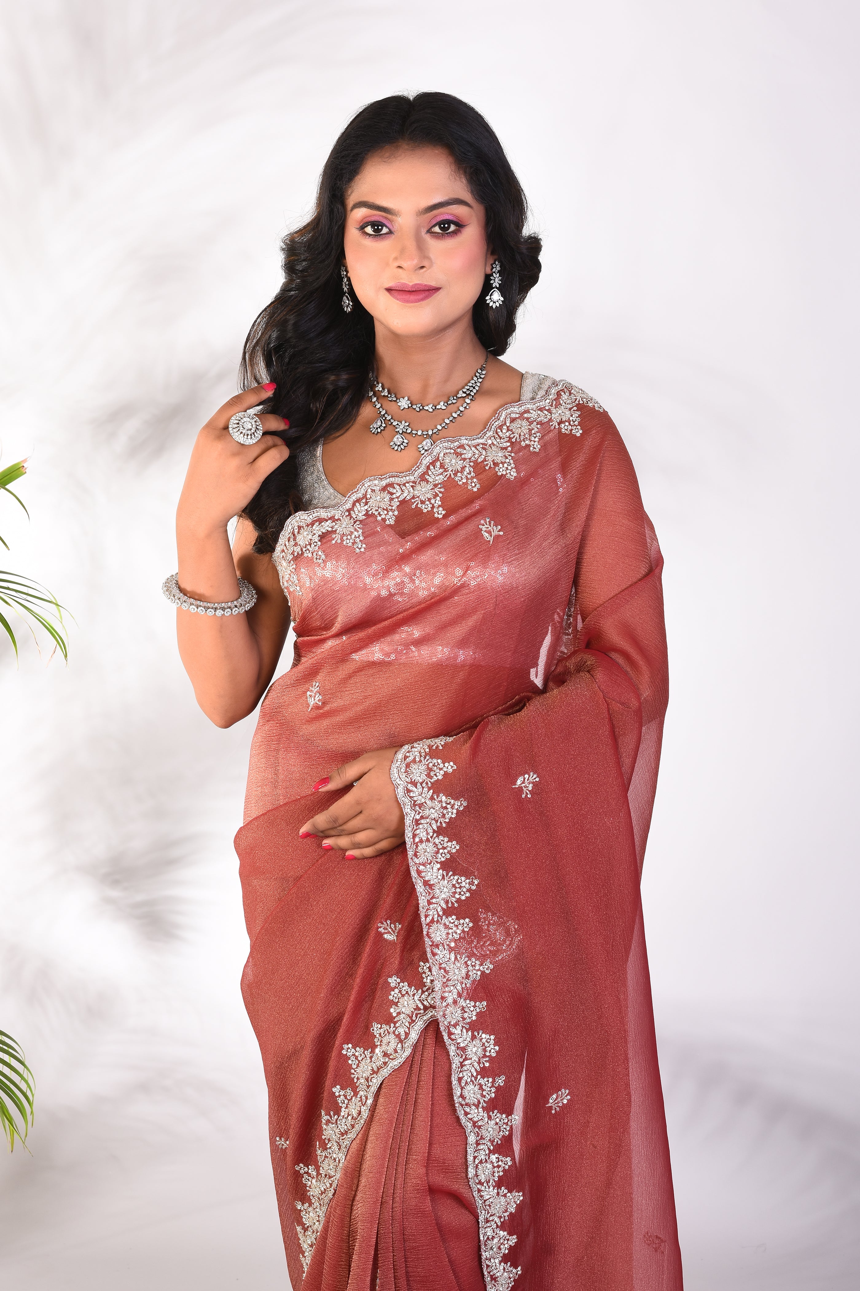 Fancy Brown Jimmy Choo Saree - Keya Seth Exclusive