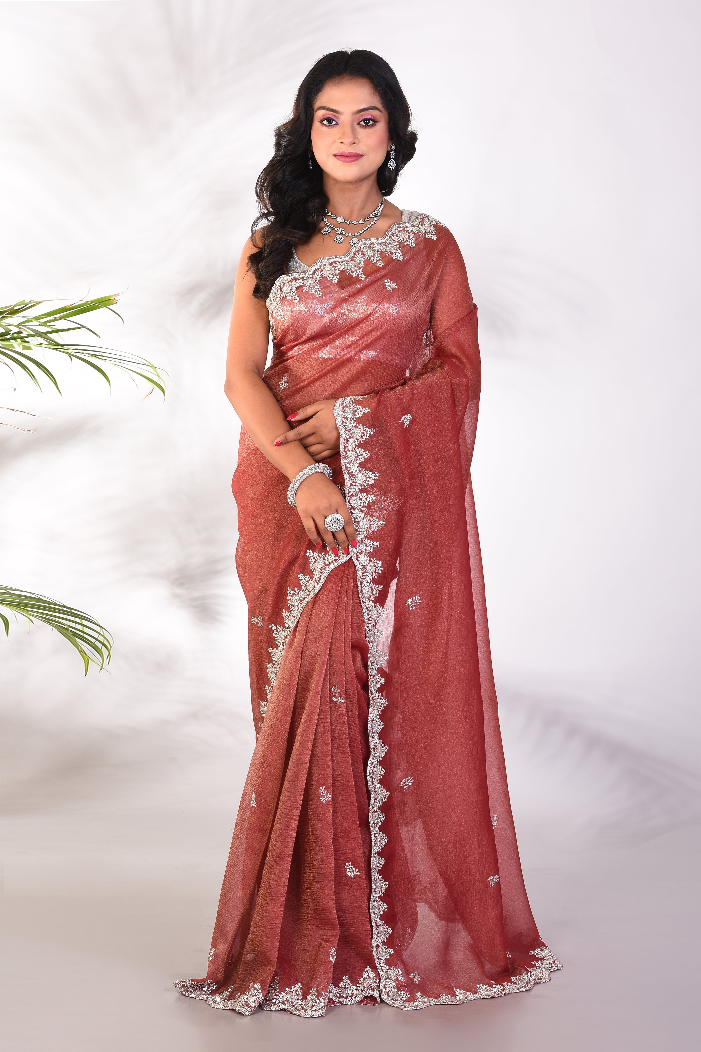 Fancy Brown Jimmy Choo Saree - Keya Seth Exclusive