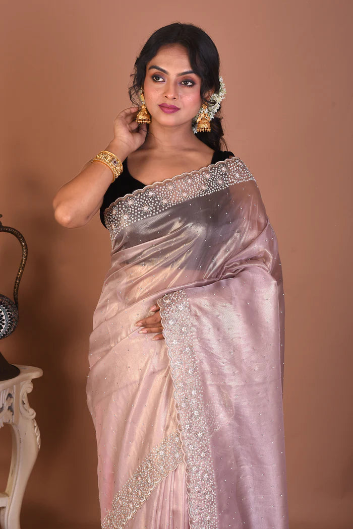 Baby Pink Organza Saree - Keya Seth Exclusive