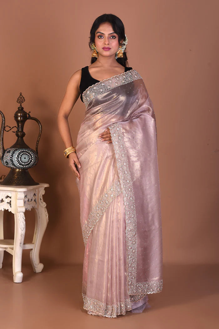 Baby Pink Organza Saree - Keya Seth Exclusive