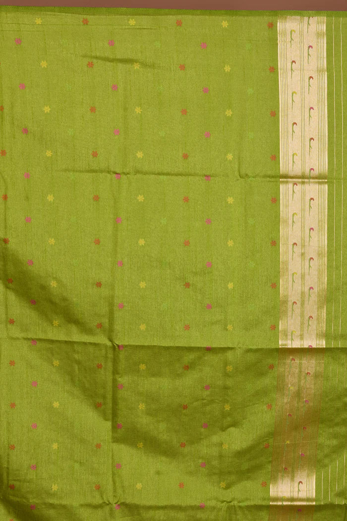 Olive Green Dola Blended Silk Saree - Keya Seth Exclusive