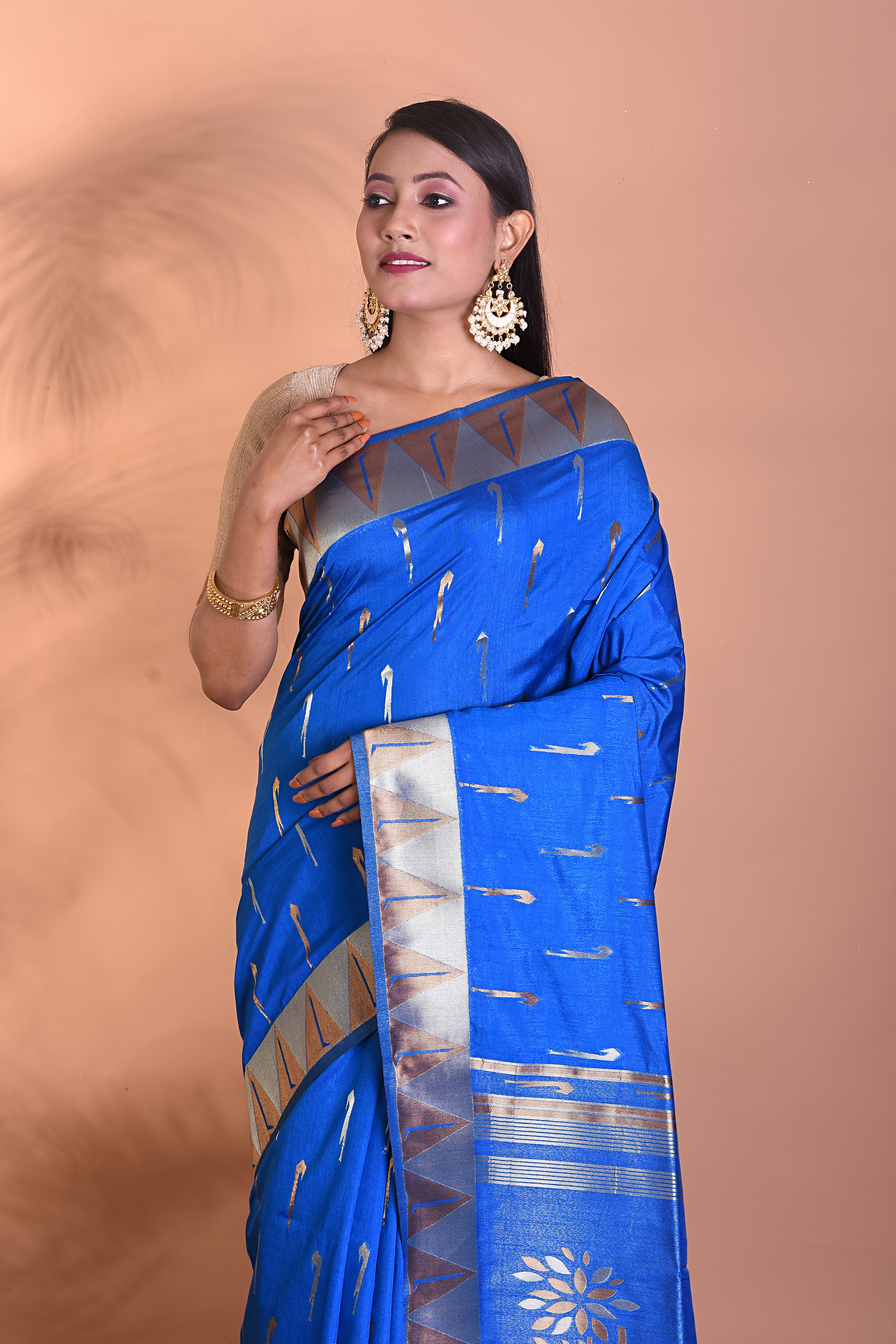 Blue Dupion Silk Saree - Keya Seth Exclusive