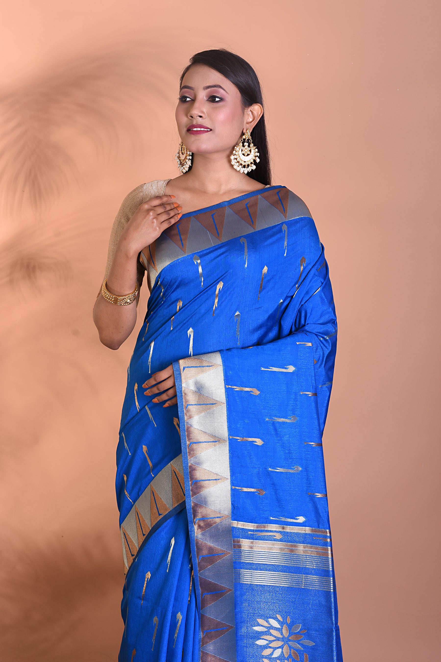 Blue Dupion Silk Saree - Keya Seth Exclusive