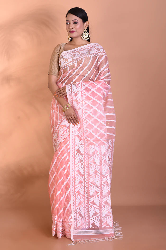 Peach Jamdani Saree - Keya Seth Exclusive