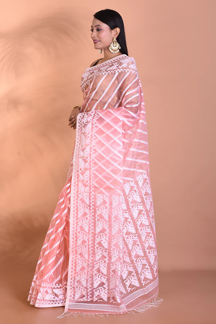Peach Jamdani Saree - Keya Seth Exclusive