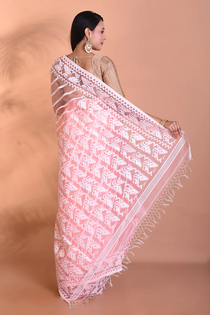 Peach Jamdani Saree - Keya Seth Exclusive