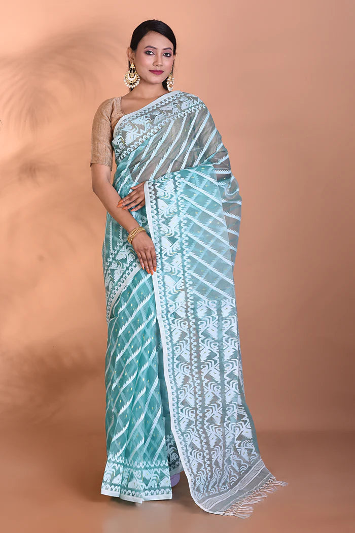Light Green Jamdani Saree - Keya Seth Exclusive