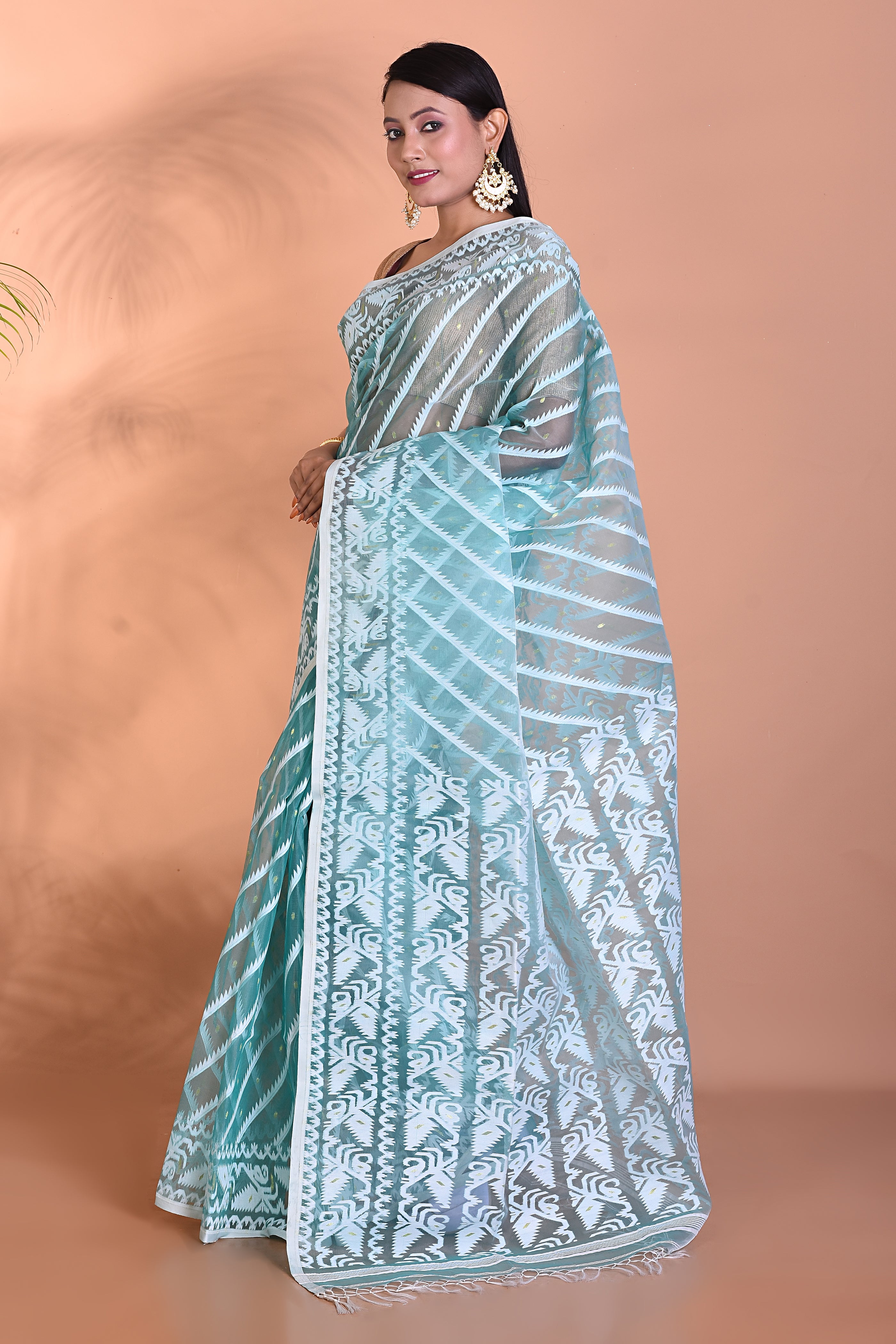 Light Green Jamdani Saree - Keya Seth Exclusive