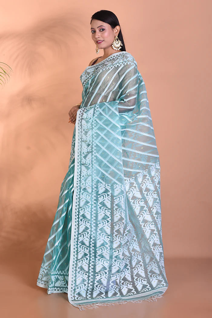 Light Green Jamdani Saree - Keya Seth Exclusive