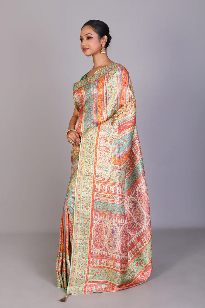 Multicolored Blended Satin Silk Saree - Keya Seth Exclusive