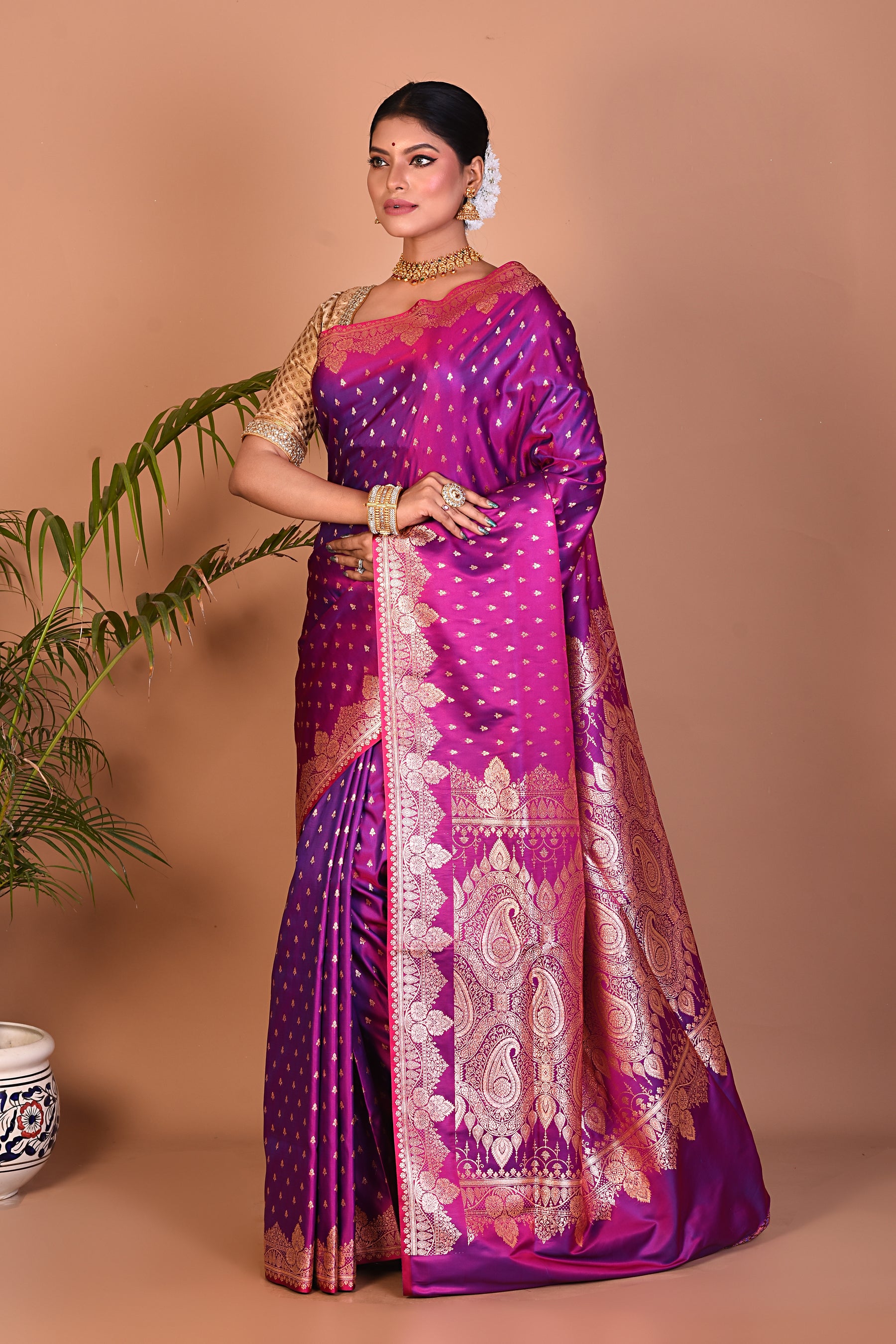 Lightweight Magenta Banarasi Saree - Keya Seth Exclusive