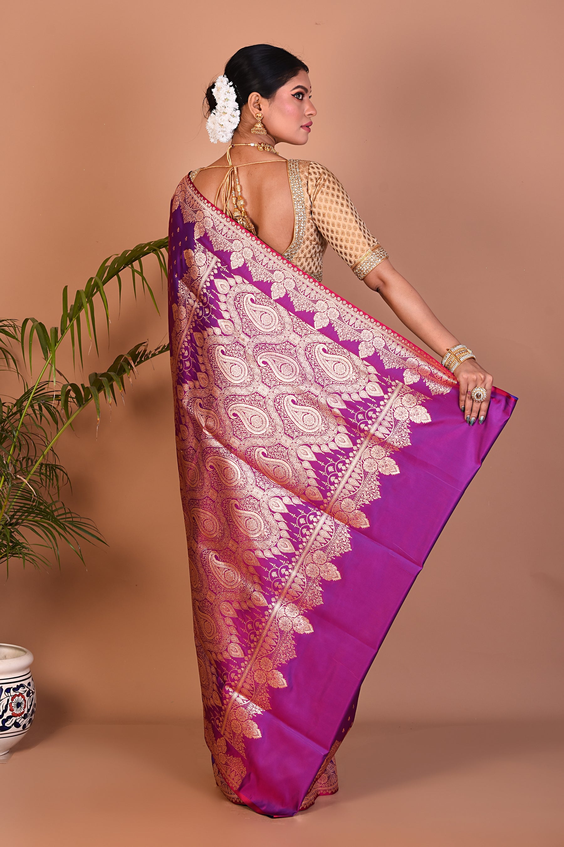 Lightweight Magenta Banarasi Saree - Keya Seth Exclusive