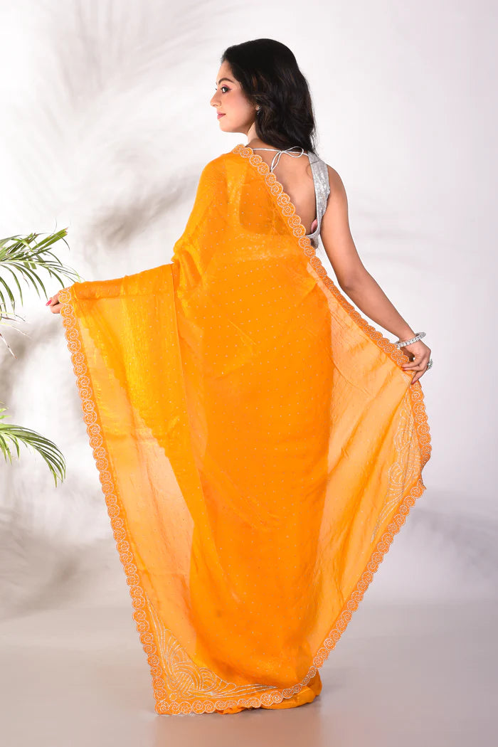 Fancy Yellow Organza Saree - Keya Seth Exclusive