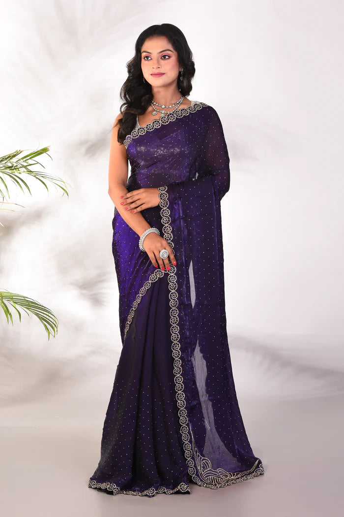 Fancy Purple Organza Saree - Keya Seth Exclusive