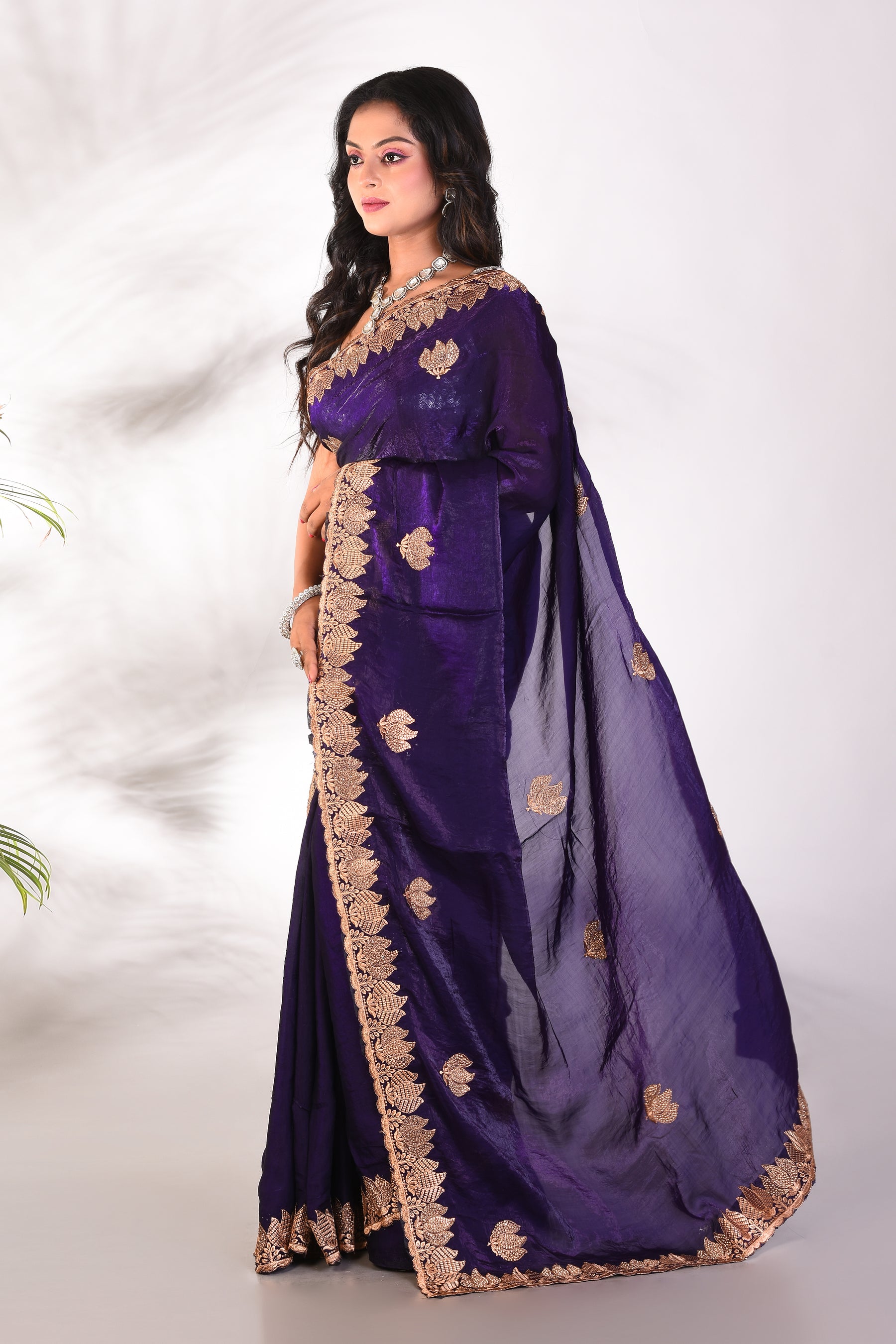 Fancy Violet Organza Saree - Keya Seth Exclusive