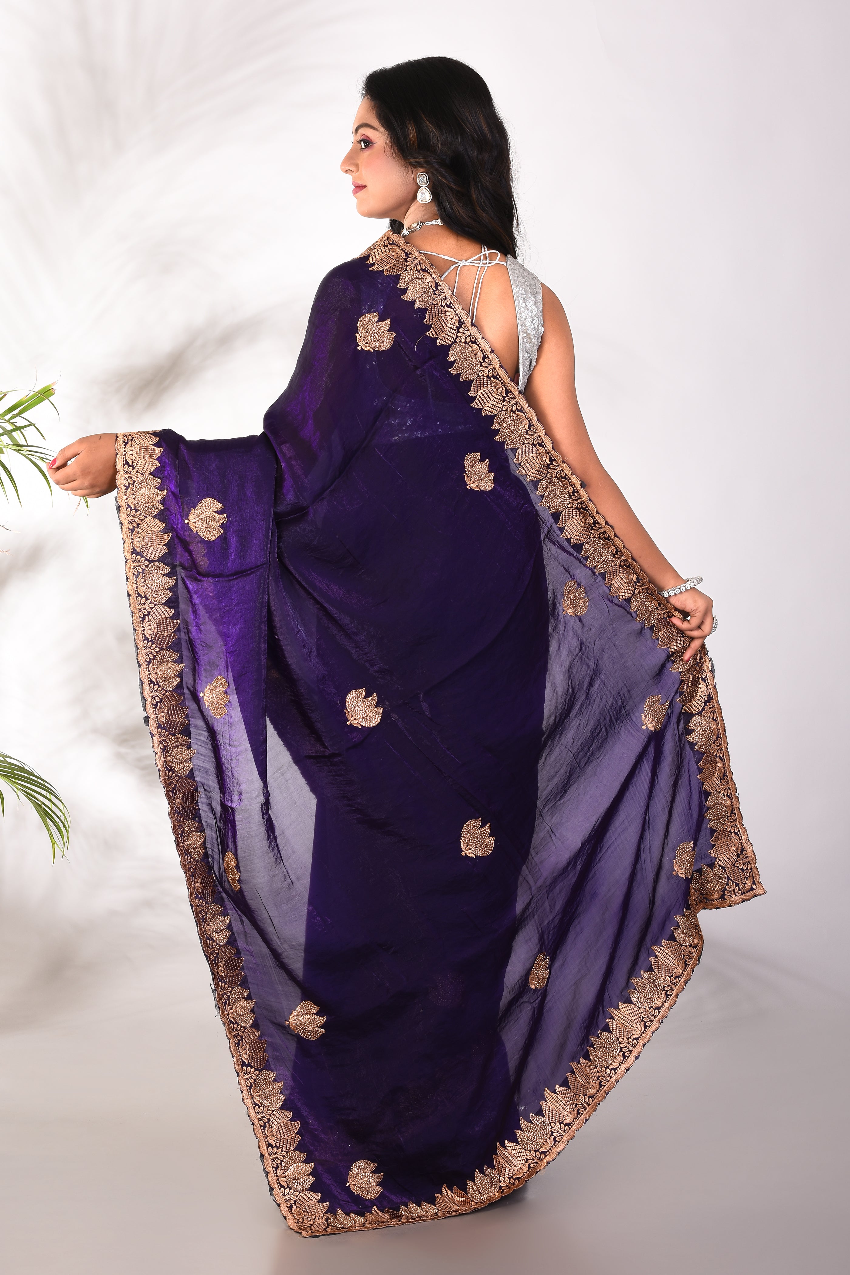 Fancy Violet Organza Saree - Keya Seth Exclusive