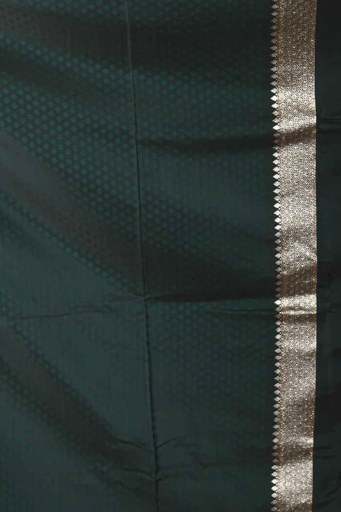 Deep Green Satin Silk Blended Saree - Keya Seth Exclusive