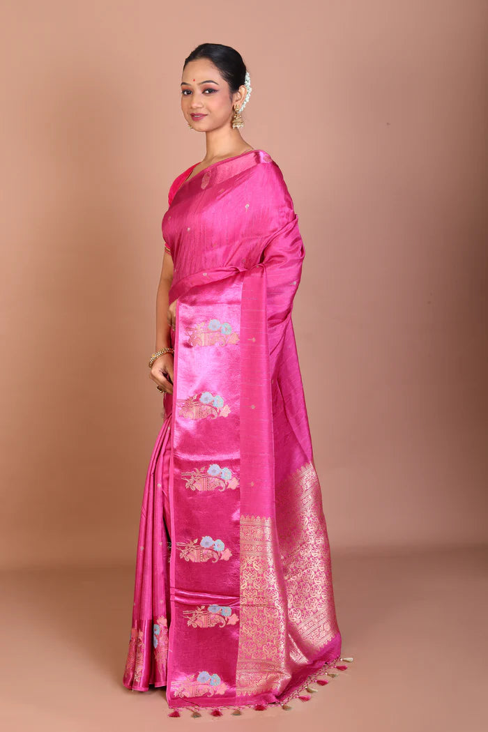 Magenta Blended Silk Saree - Keya Seth Exclusive