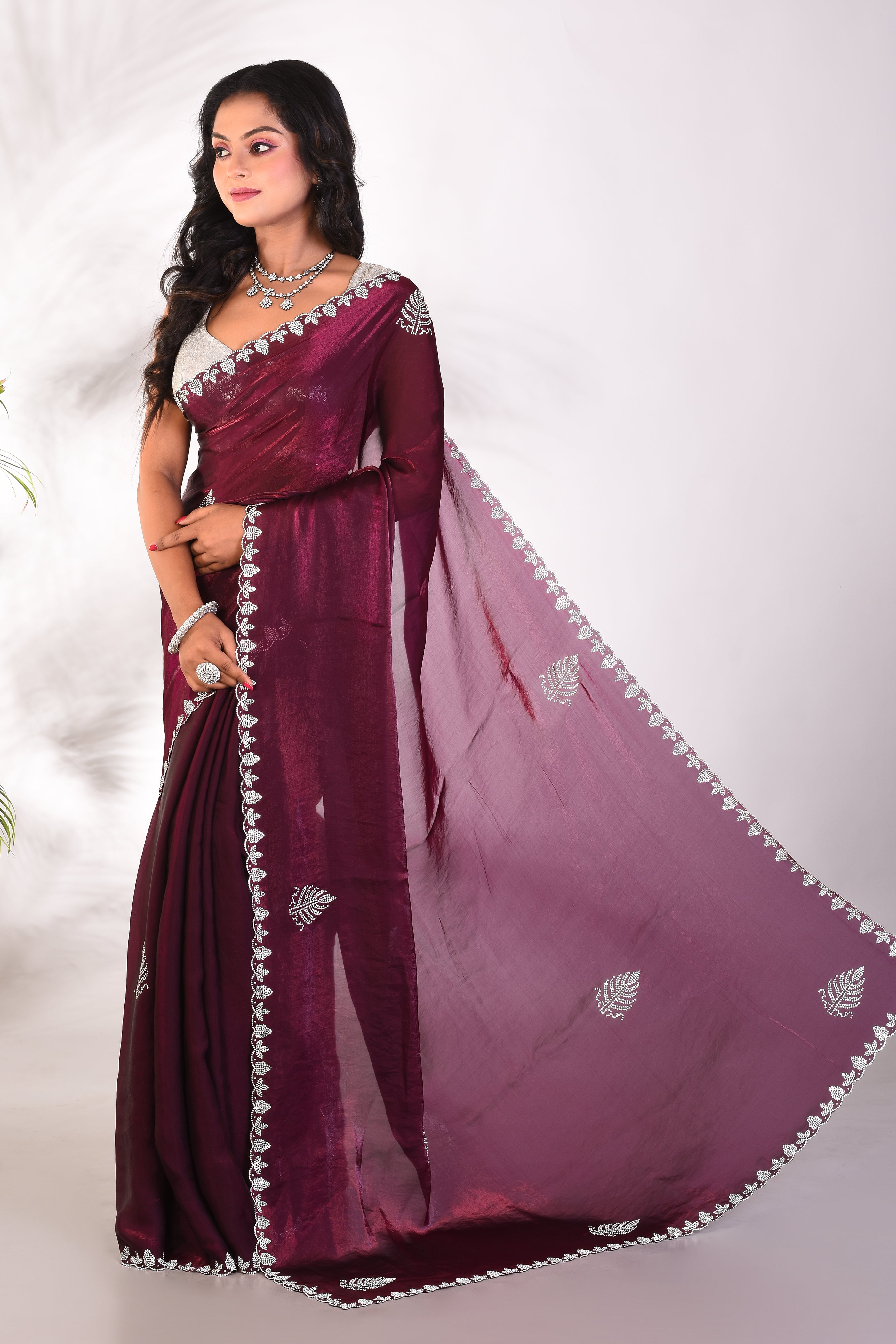 Fancy Magenta Organza Saree - Keya Seth Exclusive