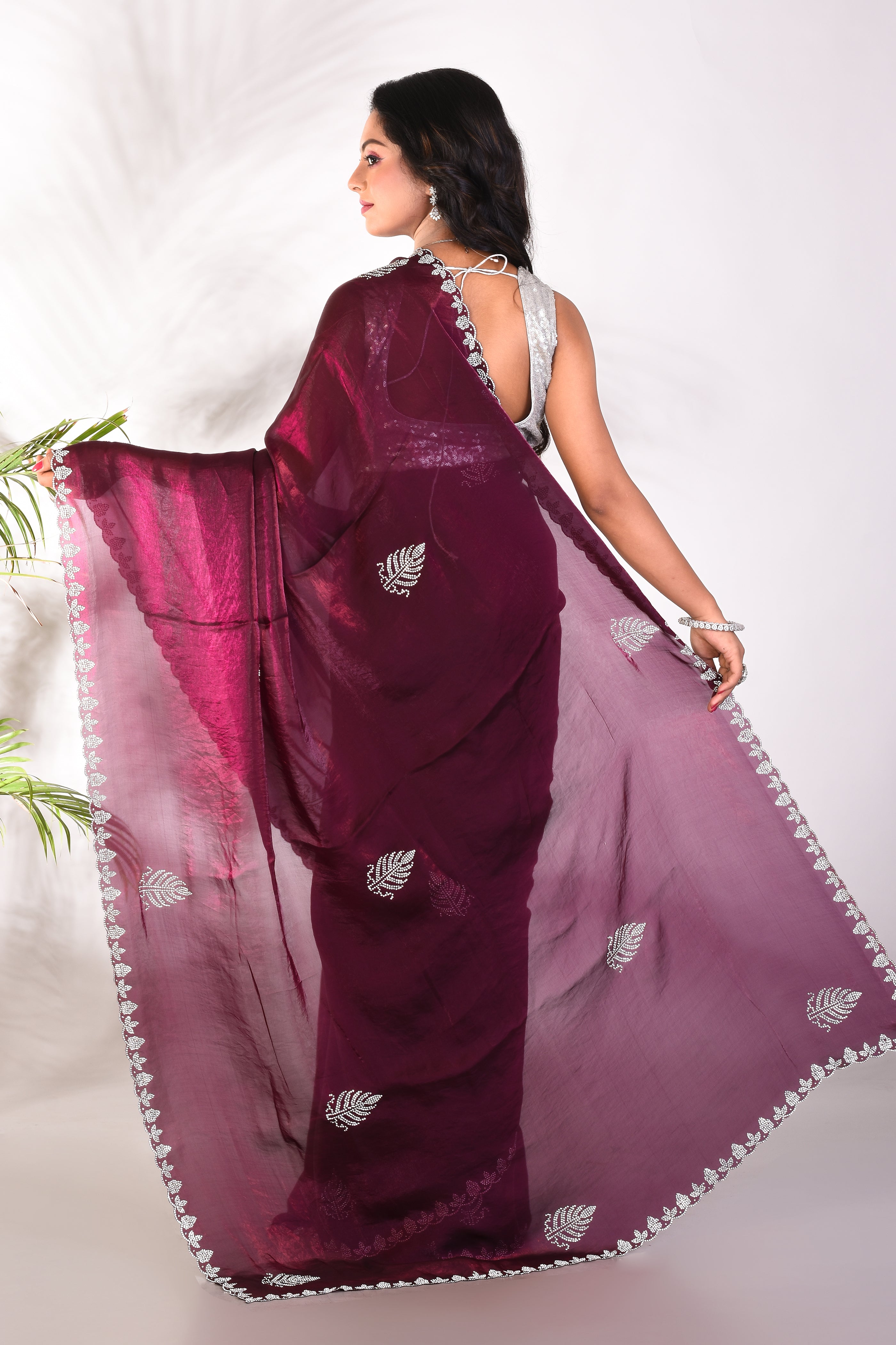 Fancy Magenta Organza Saree - Keya Seth Exclusive