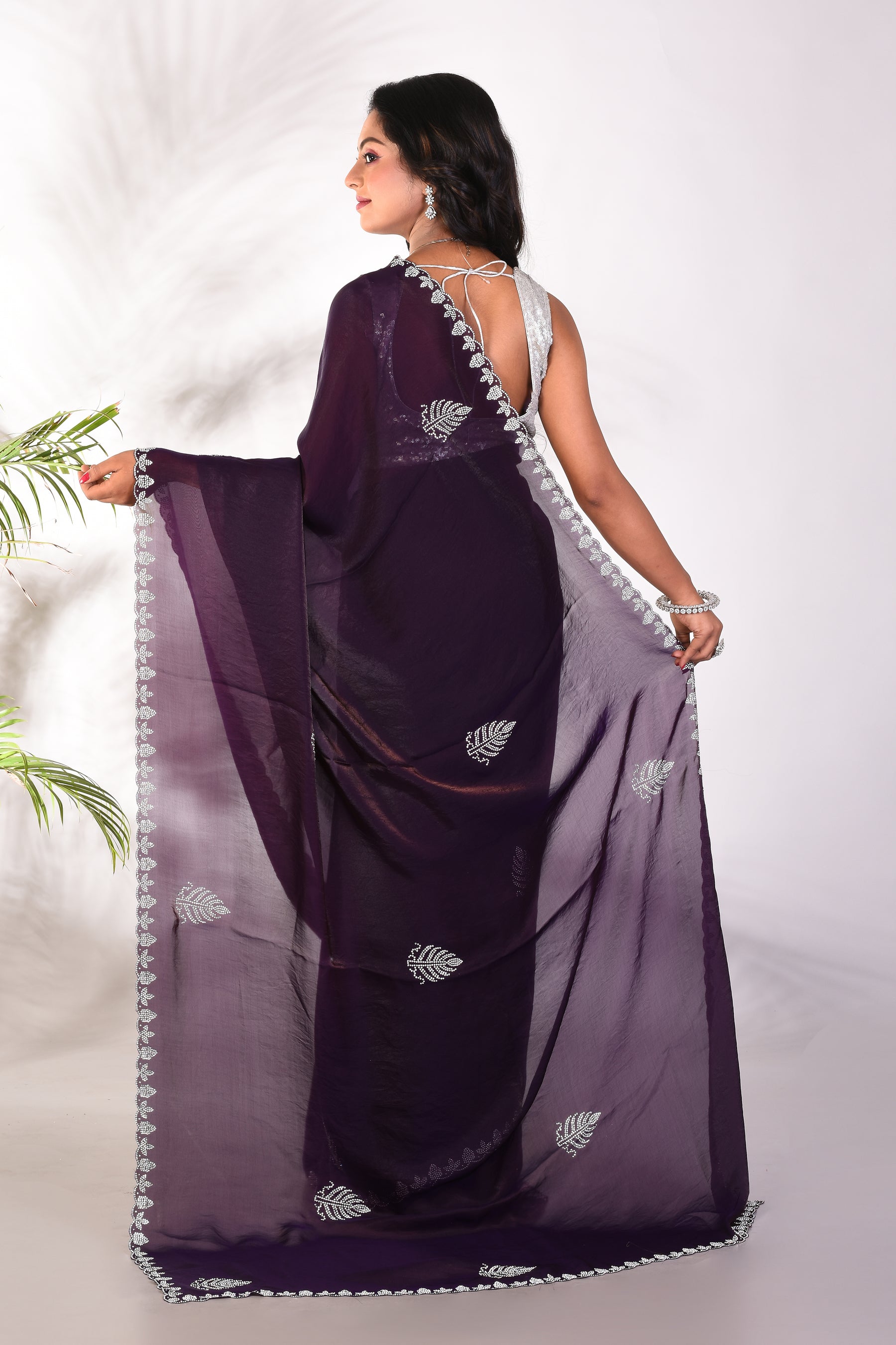 Fancy Violet Organza Saree - Keya Seth Exclusive