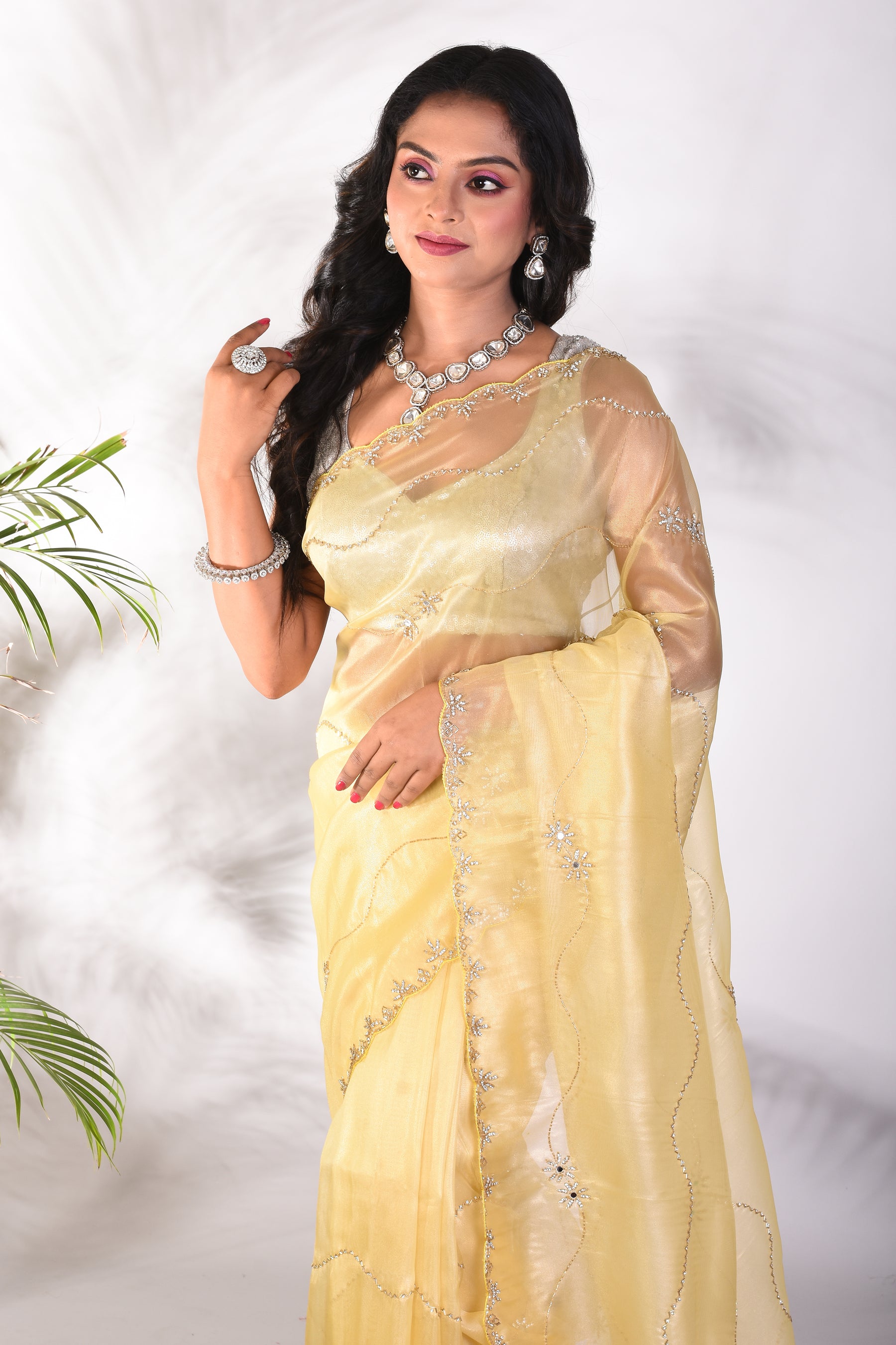Fancy Golden Jimmy Choo Saree - Keya Seth Exclusive