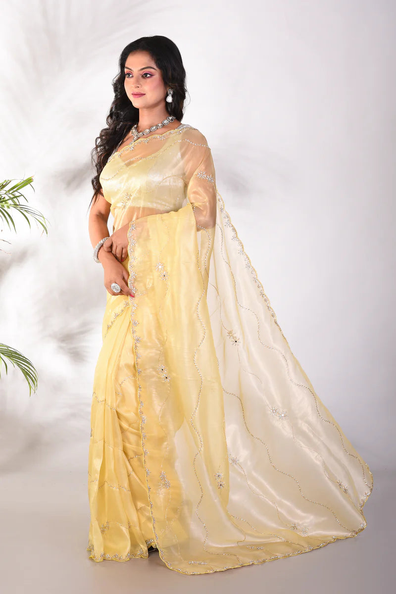 Fancy Golden Jimmy Choo Saree - Keya Seth Exclusive