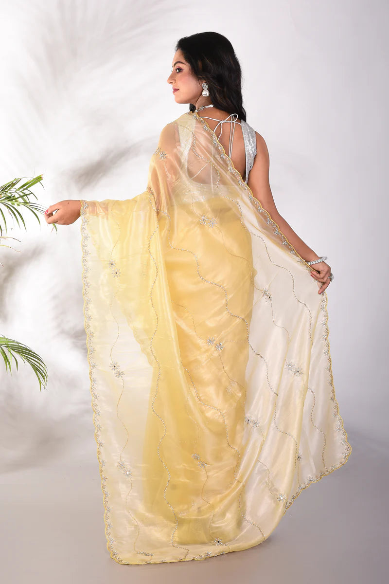 Fancy Golden Jimmy Choo Saree - Keya Seth Exclusive