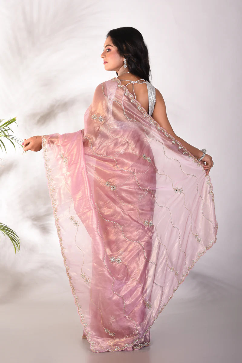 Fancy Pink Jimmy Choo Saree - Keya Seth Exclusive