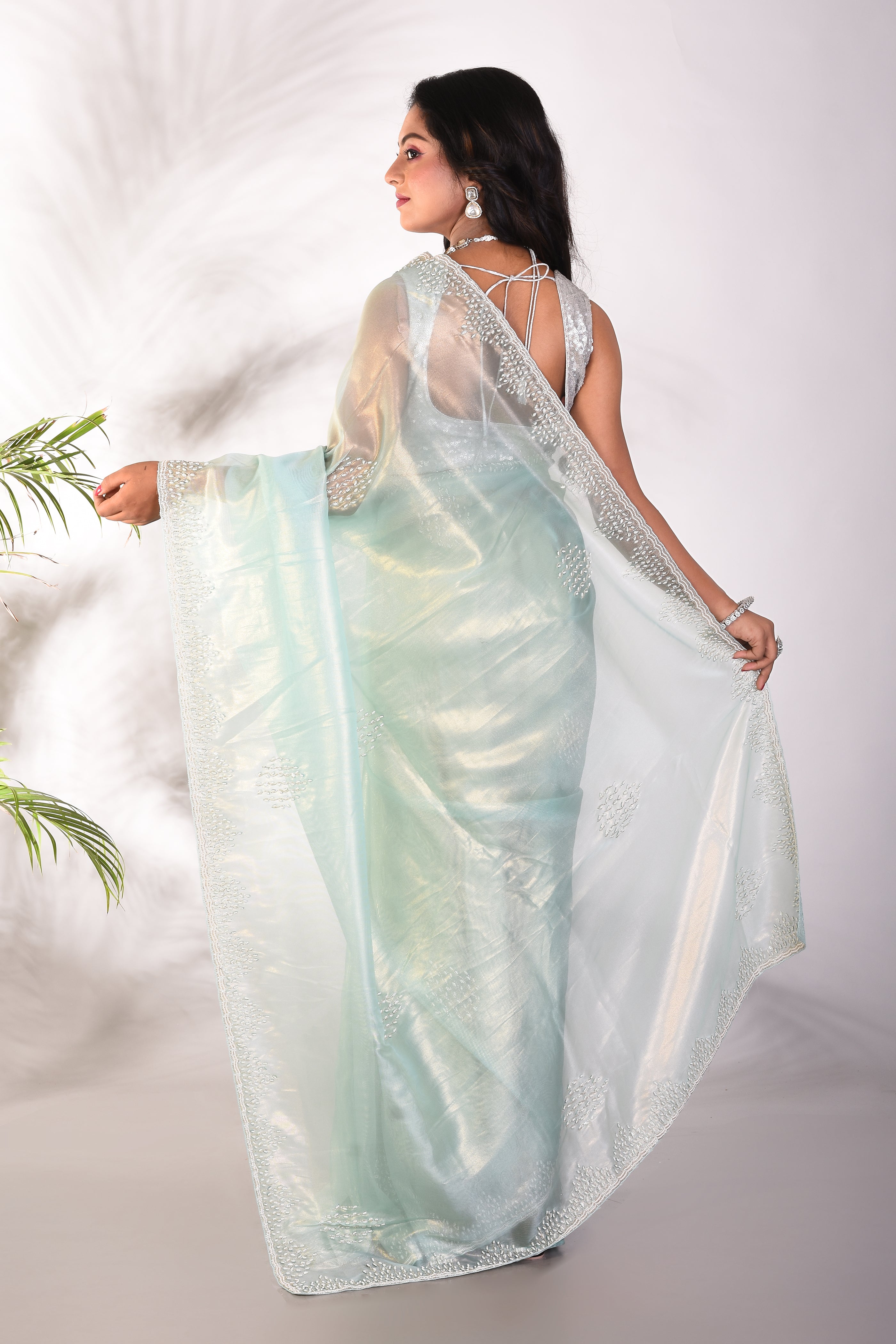 Fancy Sea Green Jimmy Choo Saree - Keya Seth Exclusive
