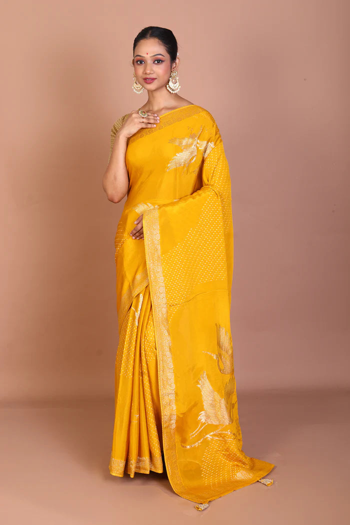 Mustard Blended Khaddi Saree - Keya Seth Exclusive